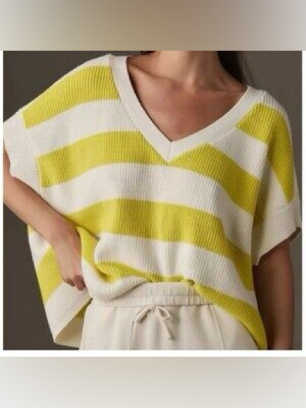 Maeve by Anthropologie oversized Striped V-Neck Sweater size XXS